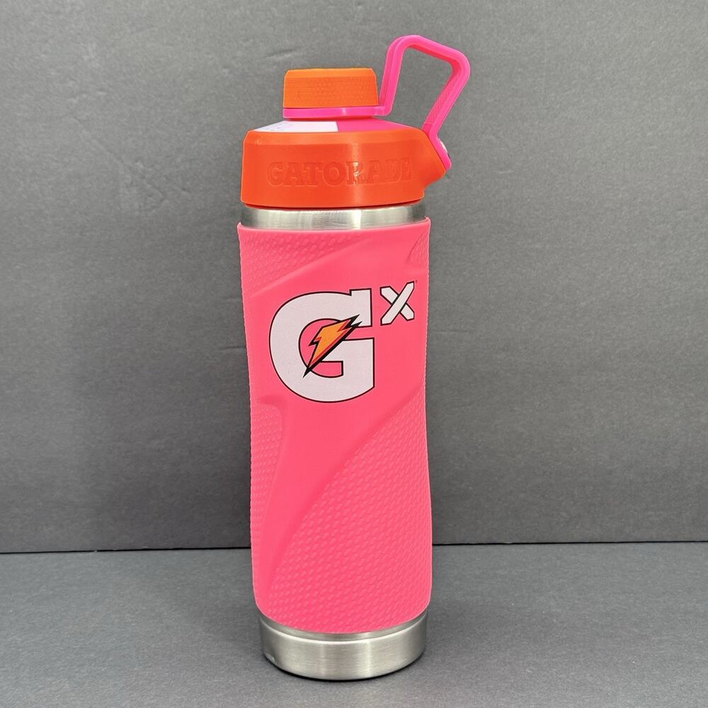 Gatorade Gx Pink Twist Top Lid Stainless Steel 32oz Sports Water Bottle